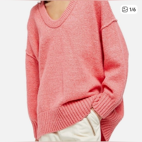 Free People Sweaters - Free People Brookside Tunic Sweater size medium Pink Lightning
